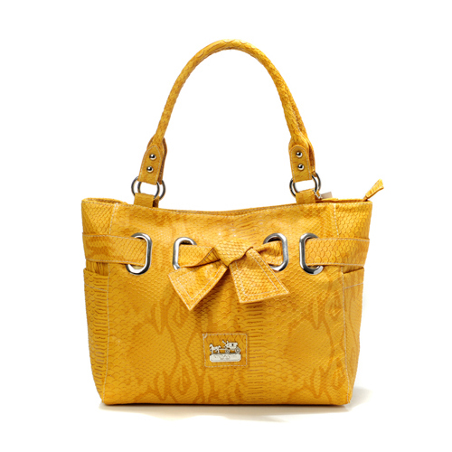 Coach Embossed Bowknot Signature Medium Yellow Totes DDS | Women